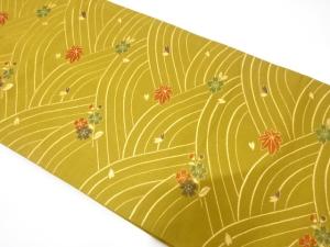 荒波に桜・楓模様織り出し　名古屋帯